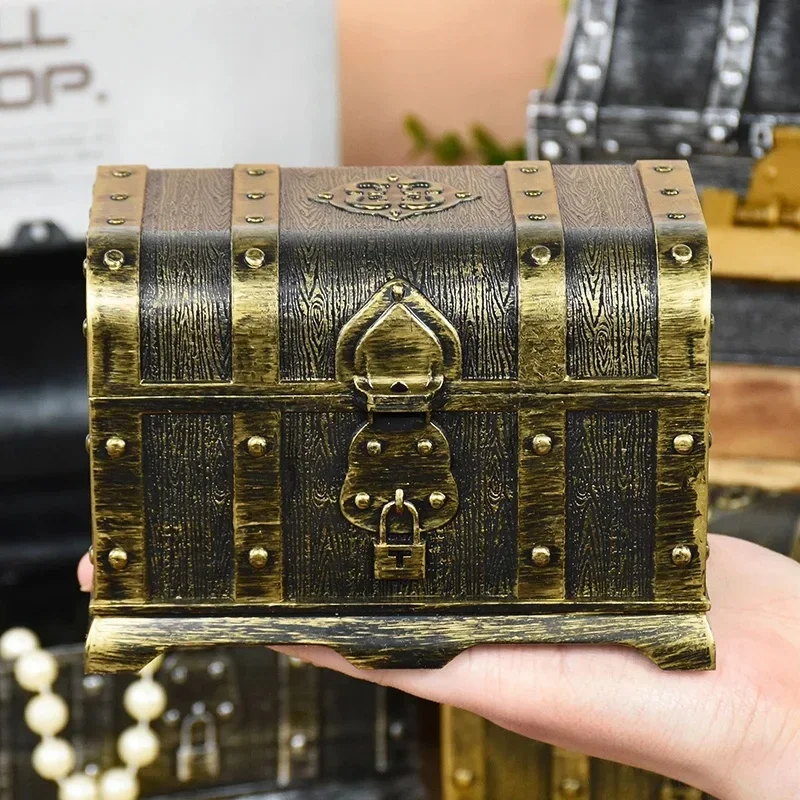 2025 Retro Kotak Harta Karun Bajak Laut Kotak Perhiasan Penyimpanan Organizer Halloween Bajak Laut Pesta Alat Peraga Dekorasi Hadiah Ulang Tahun Anak