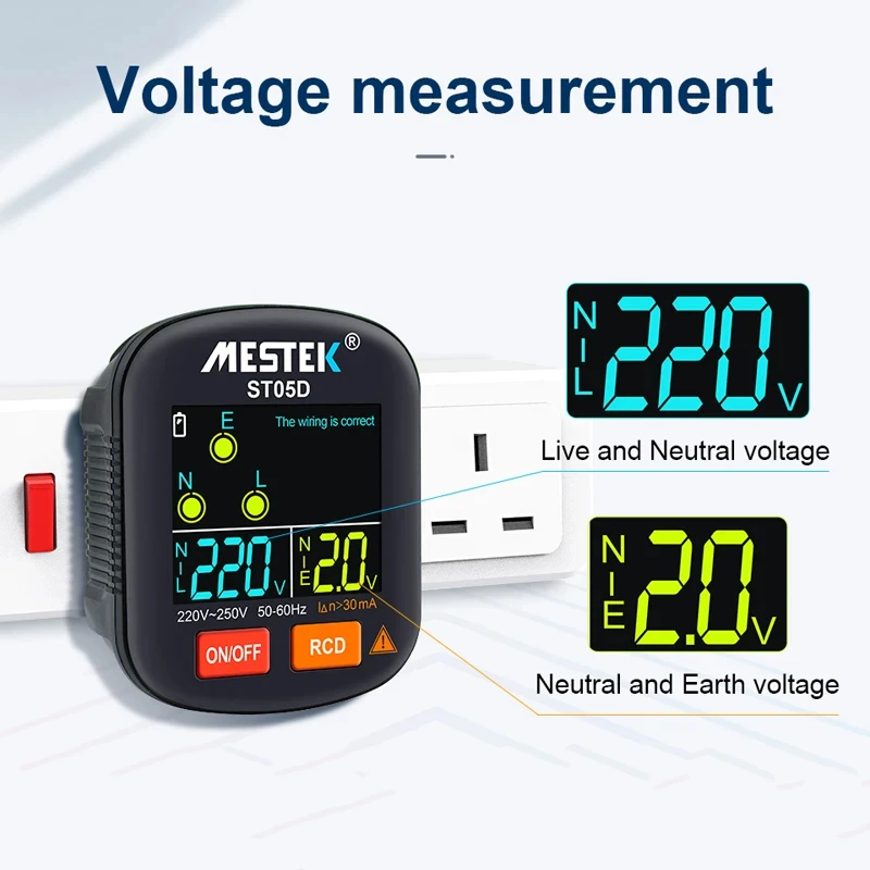 US/UK/EU Plug Digital Outlet Socket Smart LCD Voltage Phase Detector Digital Display Socket Tester Zero Wire Detection