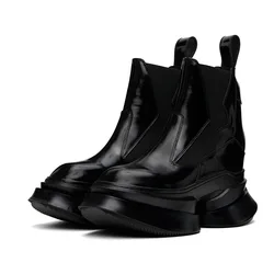 Men's High Top Boots Chelsea Platform Sneakers Leather Gothic Heels Snow Luxury Vintage Trendy Designer Black Shoes