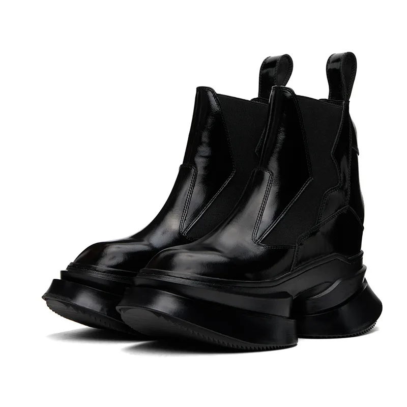 Men's High Top Boots Chelsea Platform Sneakers Leather Gothic Heels Snow Luxury Vintage Trendy Designer Black Shoes