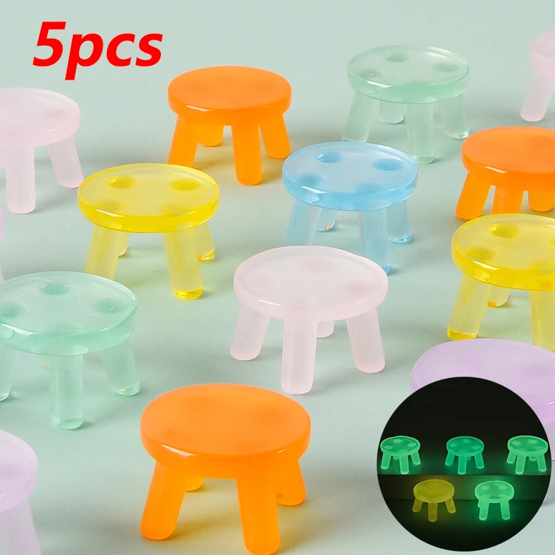 5pcs Luminous Macaron Stool DIY Jewelry Accessories Desktop Car Play House Toy Resin Ornaments