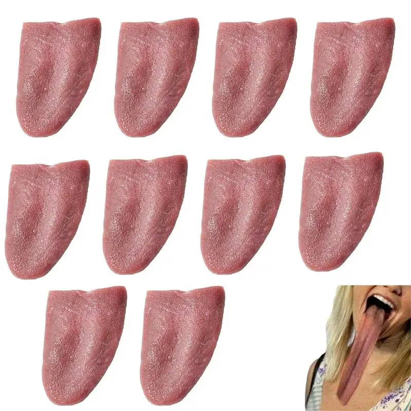 Halloween Prank Tongue 10 Pieces Halloween Fake Tongues Realistic Prank Tongue Tool For Women Men Artificial Tongue Toys