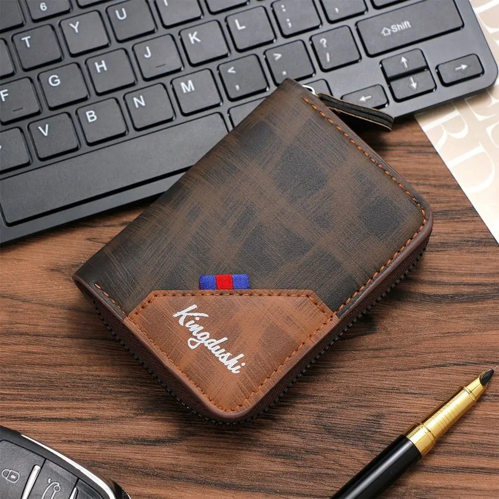 بو الجلود قصيرة سستة المحفظة 11 بطاقات سليم حامل صغير متجمد محفظة حامل مقاوم للماء المرقعة الرجال محفظة نسائية للعملات المعدنية الهدايا