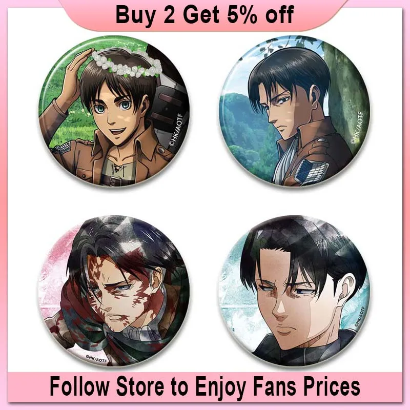 Attack on Titan Anime Badge Eren Levi Cartoon Arlert Erwin Smith Zoe Hange Hans Jean Button Pins Fashion Jewelry Brooch Gifts