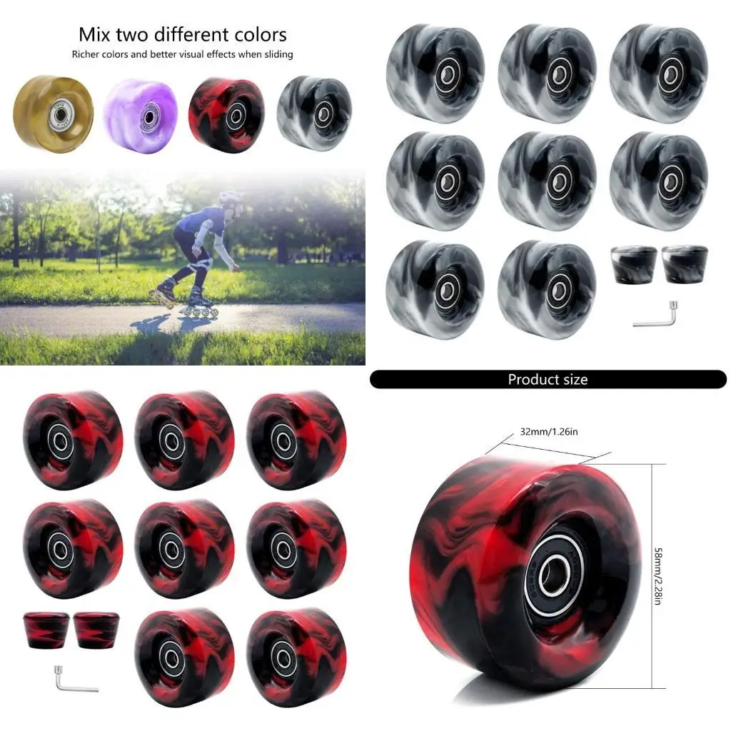 

R6FE Roller Skate with Wrench, Quads Roller Skate Double Row Skating Skateboard Quads Skate Replacement