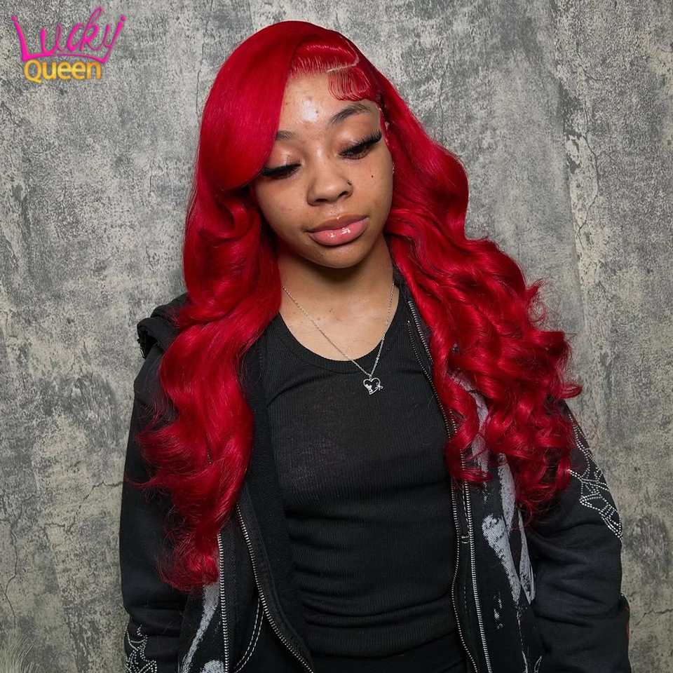 

Розово-красный цвет, человеческие волосы 7X5, бесклеевые, плотность 180, прозрачные кружевные объемные волны 13X6, предварительно сорванные парики с фронтальной застежкой для женщин