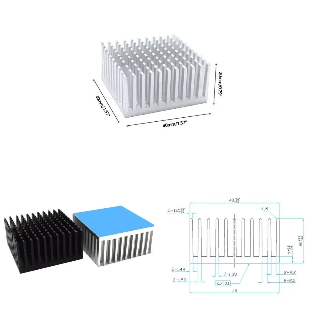 

4Pcs Heatsink 40x40x20mm Aluminum Heat Sink Cooler For Cooling Raspberry