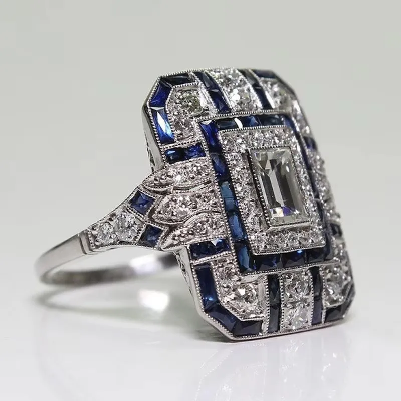 HuiSept Trendy Women Ring 925 Silver Jewelry Geometric Shape Zircon Gemstone Rings for Wedding Party Accessories Wholesale