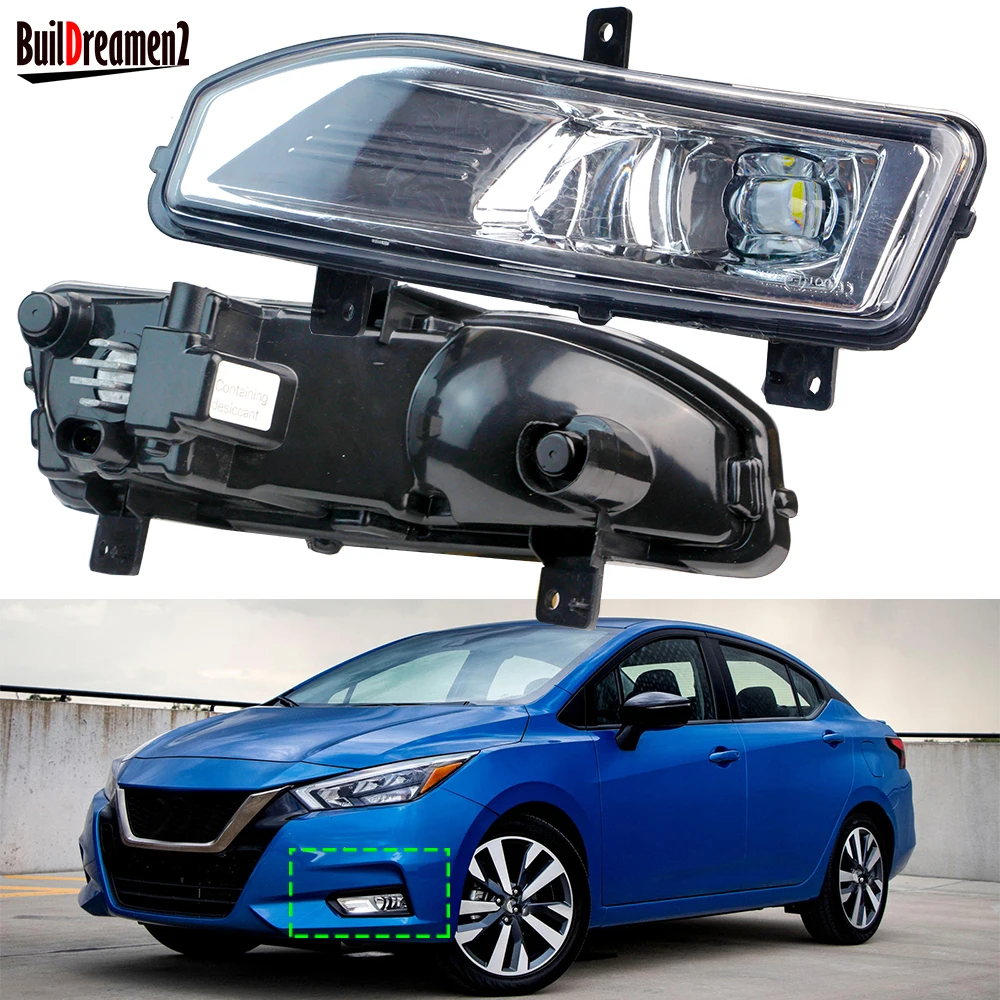 2 Pieces 30W 4000LM Car Passenger + DriverLED Lens Fog Light Assembly H11 12V For Nissan Versa Sedan 2020 2021 2022