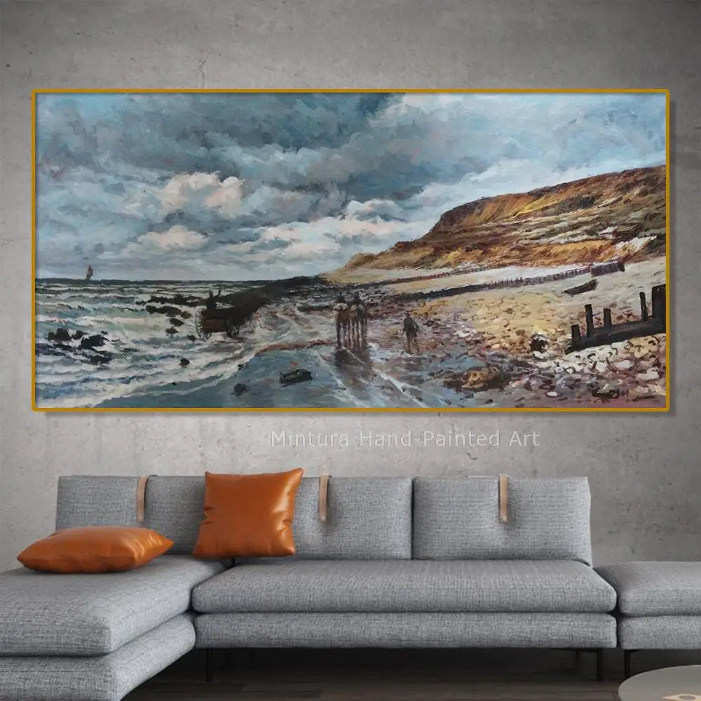 

Mintura,Artwork Wall Arts Picture Living Room Home Office Decor Impression Seaside Seascape Hand Painted Oil Paintings On Canvas