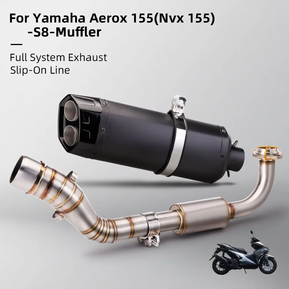 

For YAMAHA NVX155 Aerox155 NVX Aerox 155 Motorcycle Exhaust Full System Slip On Front Middle Link Pipe with Muffler