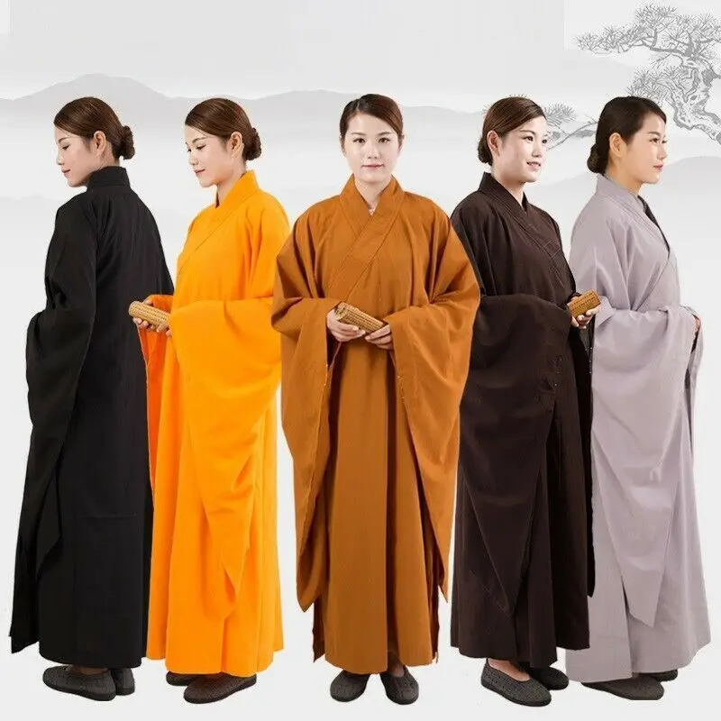 

Buddhist Robe Men Women Wide Cuff Frock Buddhist Long Meditation Clothing Monk