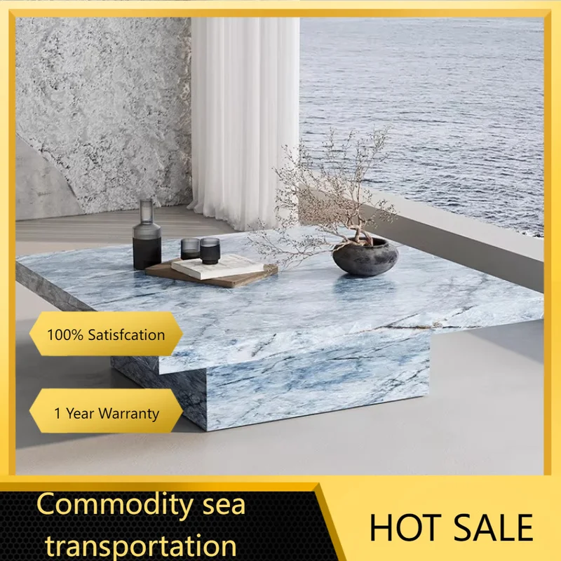 Ne luxury coffee table Modern minimalist rock tea Pallet design square Metal painted base home accessories Italian minimalist