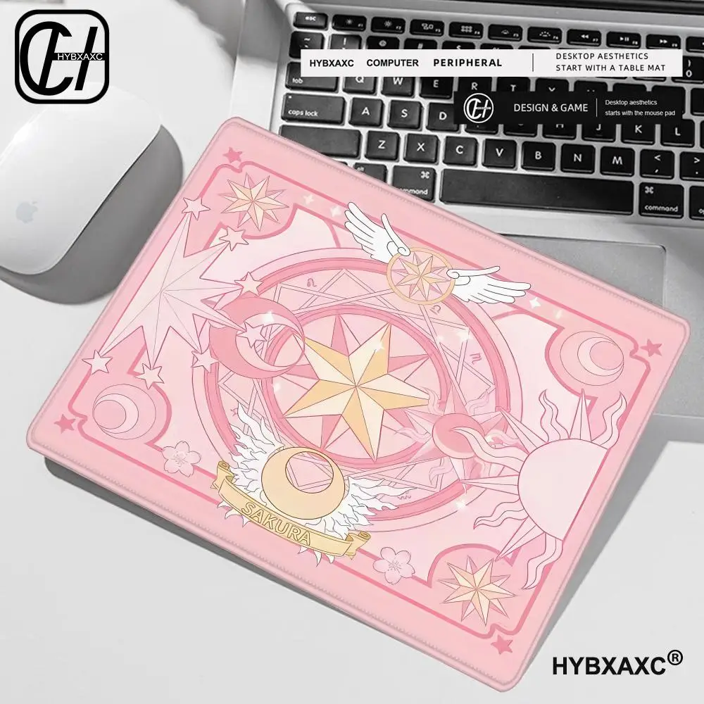 Magic Circle Mauspad XS Kleines Glas-Mauspad für PC-Gamer Desktop-Dekoration Büro-Mausmatte Kreatives Rosa Anime Schreibtischpad