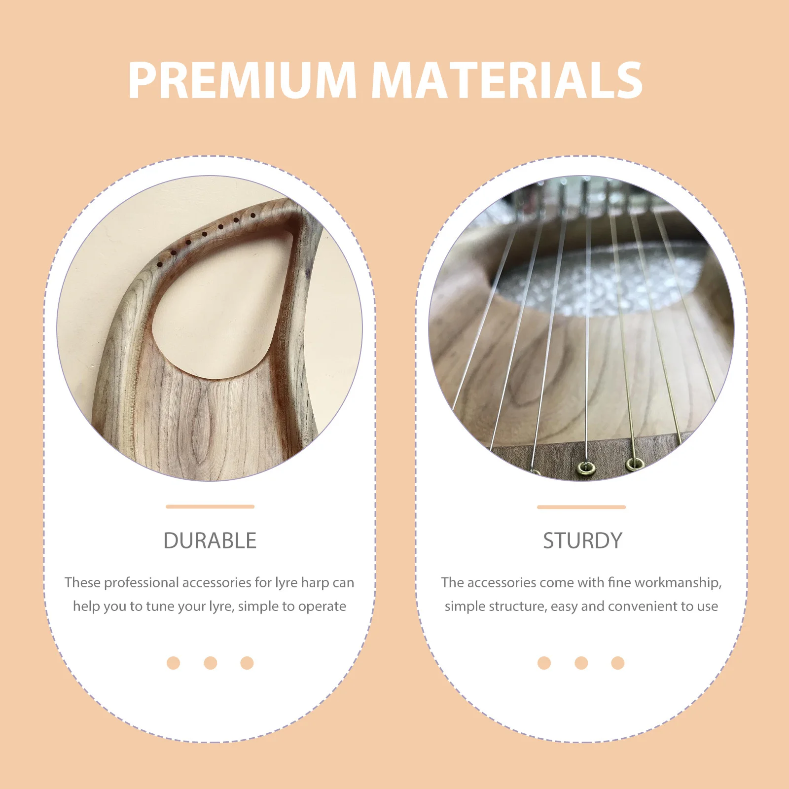 

1Set Lyre Harp Tuning Pegs Strings Accessories Professional Parts Easy Operation Polished Smooth No Burrs Lyre Harp Pegs