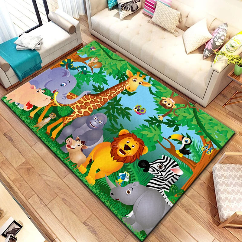 Animal world Cartoon printed area carpet for children Living room Bedroom floor mat Kitchen mat Children's Bedroom Mat