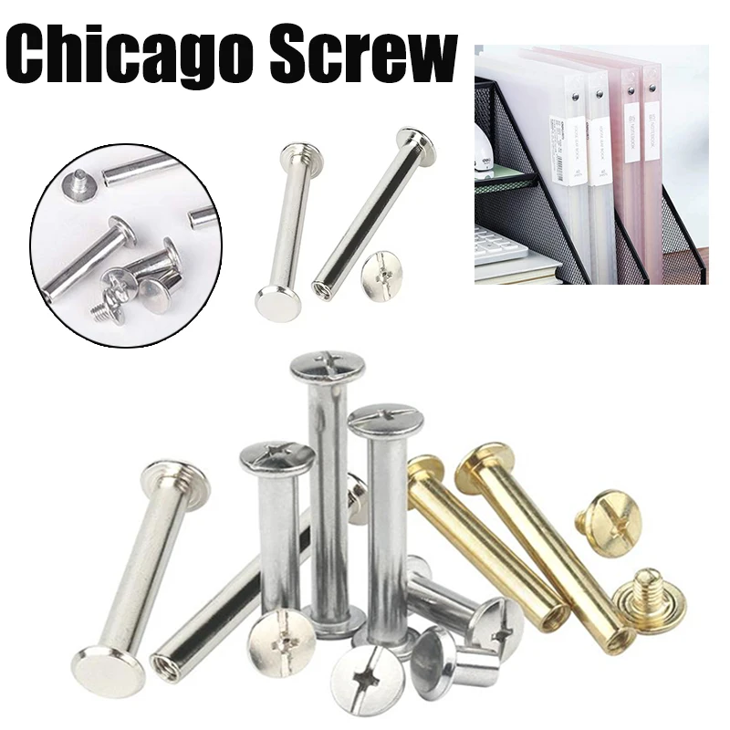 5-25pcs Rivets Screw Metal Binding Chicago Screw Leather Bag Accounk Photo Album Screw Books Butt Assembling Bolts Snap