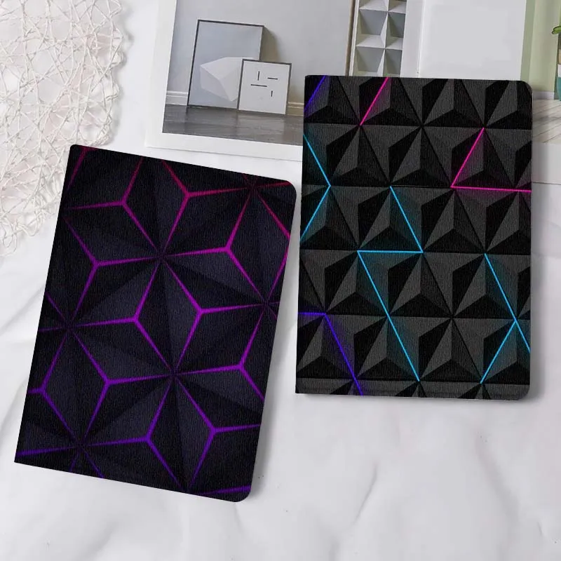

Cool Geometric Neon Pattern For iPad Pro Air Mini 2 3 4 5 6 7 6th 7th 10th 11th 10.2 9.7 10.5 11 Foldable Tablet Case Gift