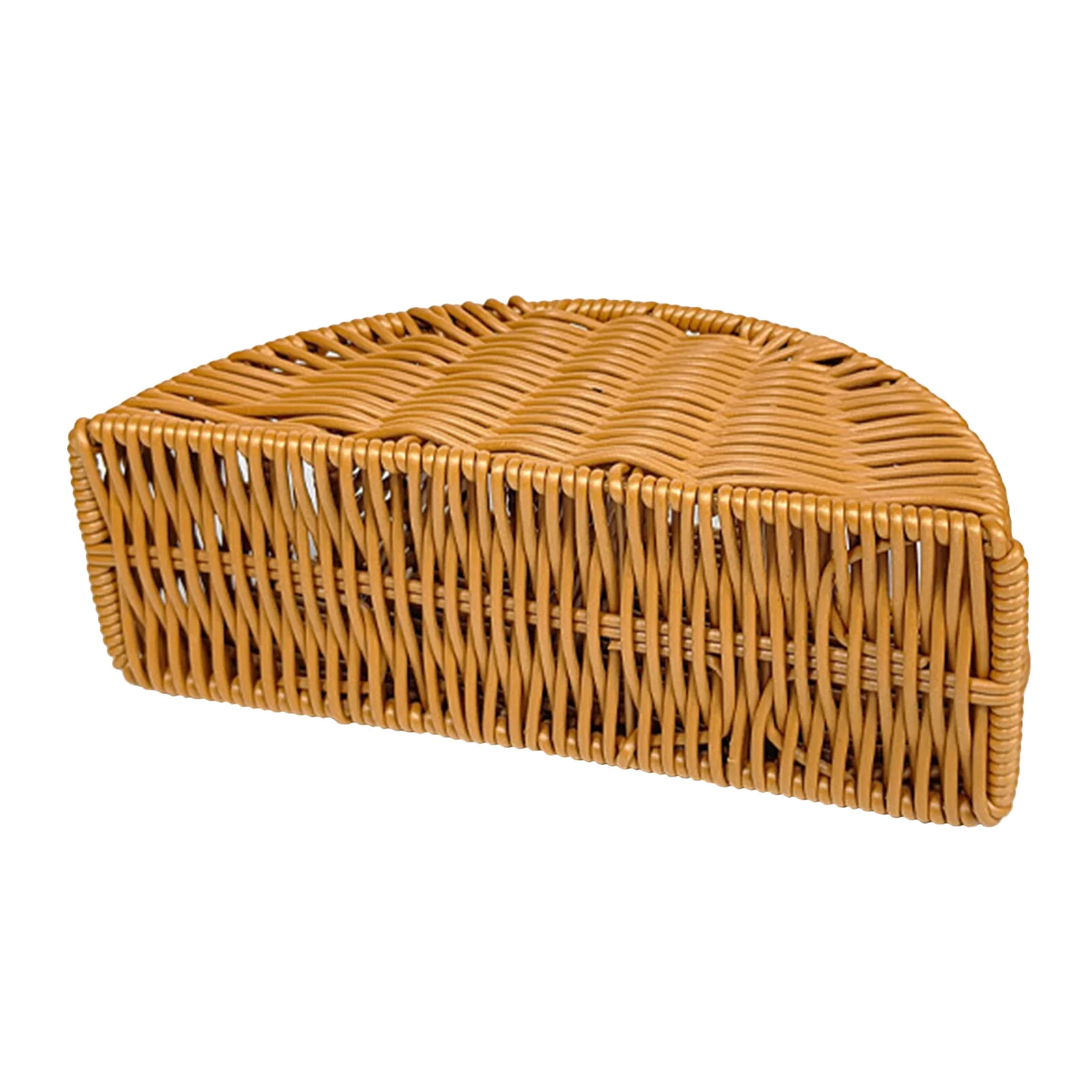 

Synthetic Rattan Remote Organizer 4-Compartment Desktop Storage Box Pen and Makeup Brush Holder Vintage Desk Caddy Remote