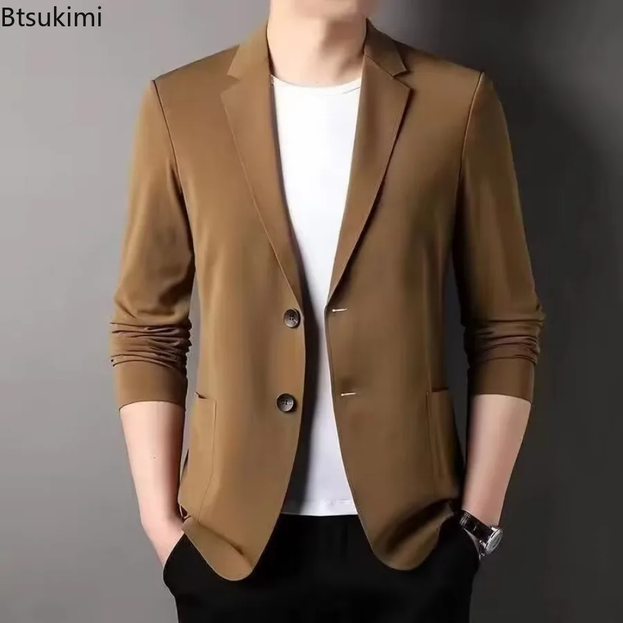 New 2026 Lightweight Casual Suit Jackets for Men Spring Summer High-end Business Blazers Male Ice Silk Sun Protection Suit Tops
