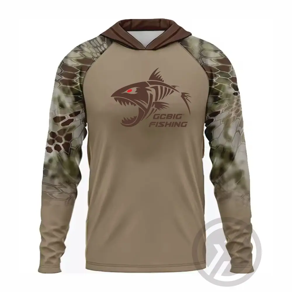 

GG UPF 50+ Long Sleeve Hooded Face Cover Fishing Shirts Quick Dry Sweatshirts Breathable UV Protection Men Fishing Jerseys