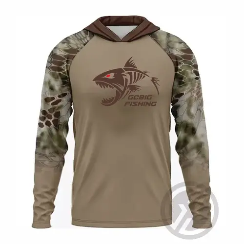 Imagen 1 del producto GG UPF 50+ Camisas de pesca con capucha de manga larga, sudaderas de secado rápido, camisetas de pesca transpirables con protección UV para hombres