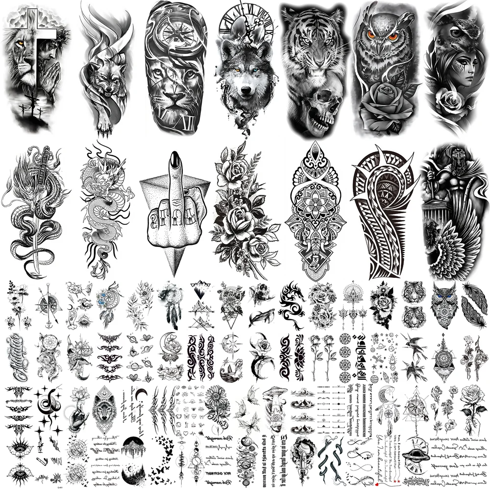 

80 листов временных тату-наклеек, прочный дизайн для боди-арта, легко наносится и снимать, водонепроницаемые временные татуировки