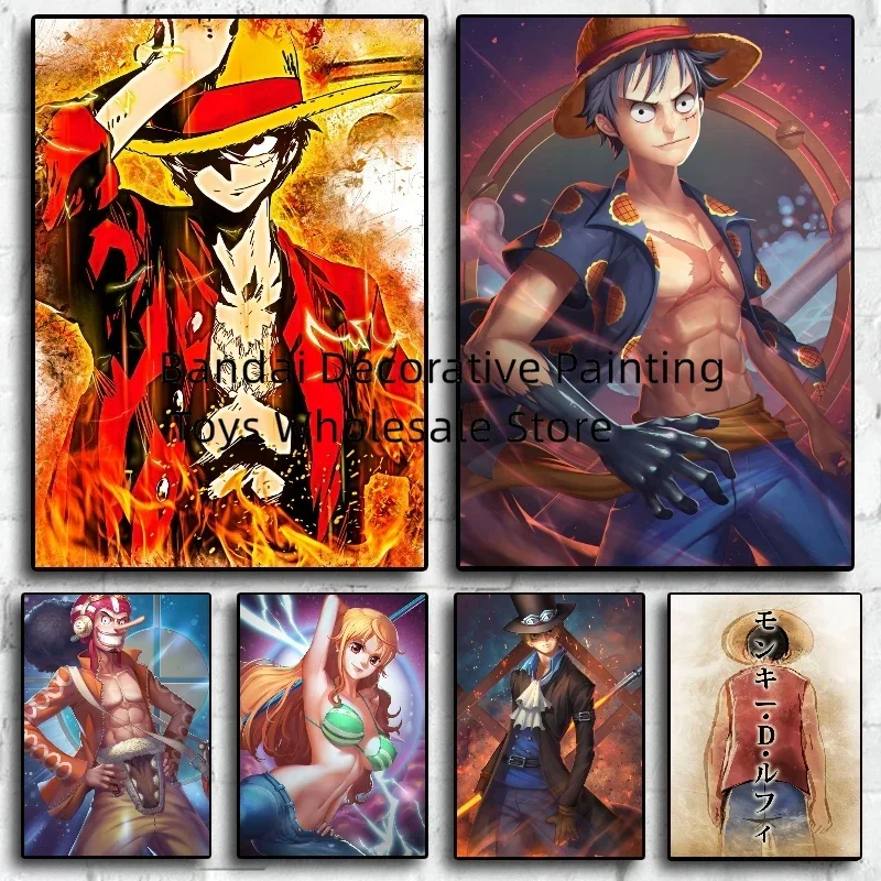 Cartoon Characters Luffy Retro Anime Poster Canvas HD Print Personalized Wall Art Custom Painting Room Decor Picture