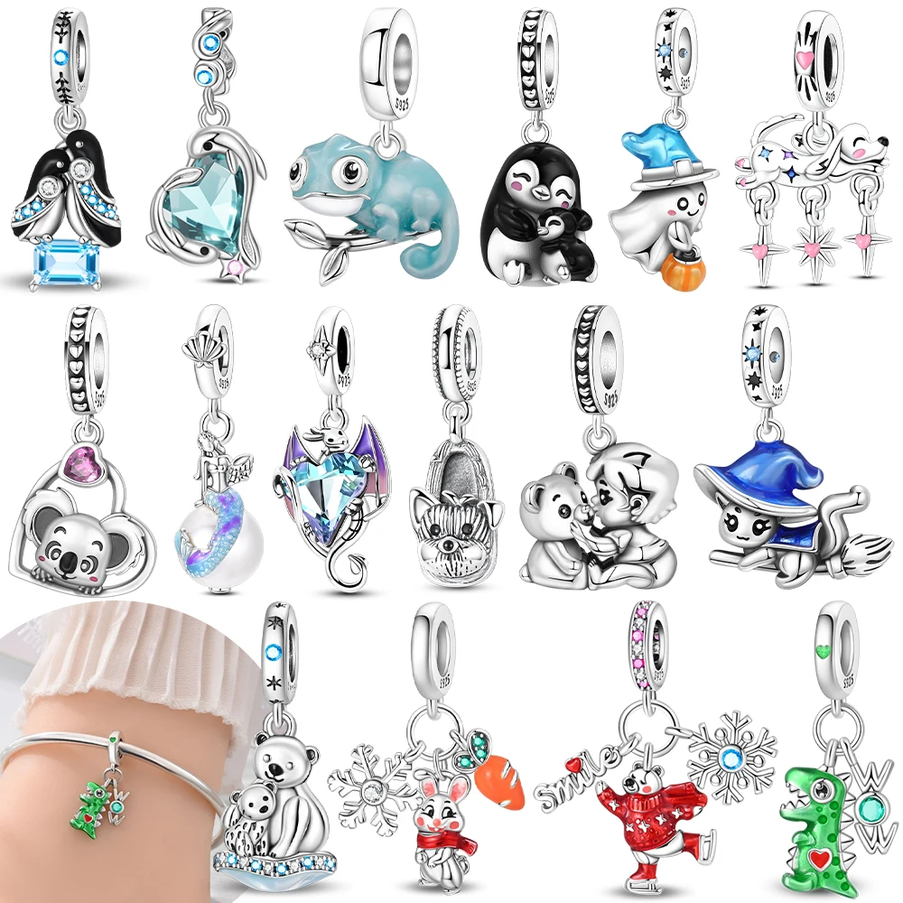 

Оригинальный кулон в виде пингвина, летающий дракон, очаровательный динозавр, серебряные бусины 925, подходят для браслета, ювелирные изделия, сделай сам, женский аксессуар, подарок