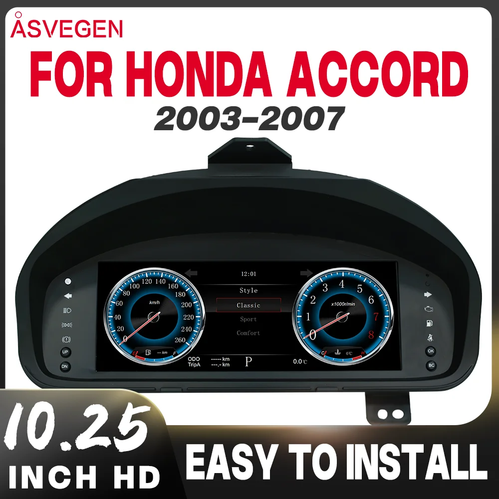 

10.25" Digital Cluster for Honda Accord 2003-2007 LCD Dashboard Instrument Cluster Speedometer Linux Virtual Cockpit HD Display
