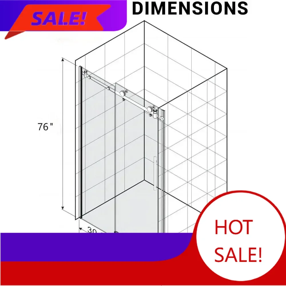 

Бестселлер: Безрамные раздвижные душевые двери: водонепроницаемые, простые в установке для душевых кабин с входом.