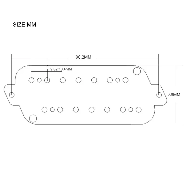 2Pcs Fan Fret Pickup Fiber Baseplate for 7-String Pickup N-9.62/B-10.4 Incline 24 Degree Black