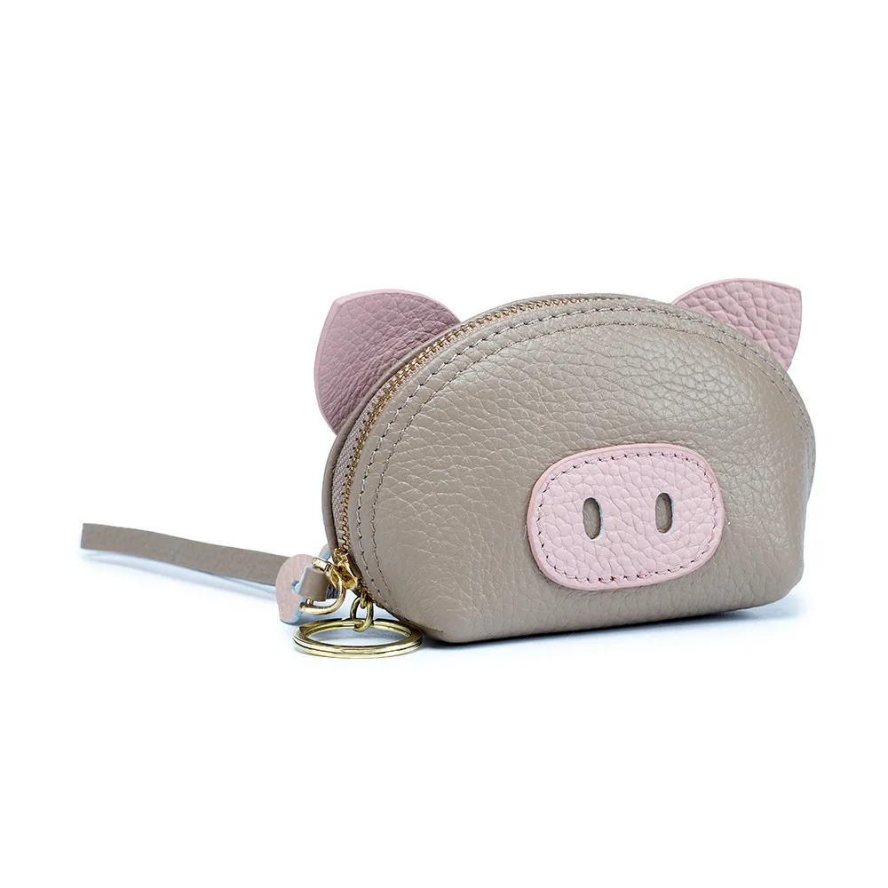 4Pcs Cartoon Pig Design Mini Zipper Storage Pouches Portable Hand Strap Coin Purse Key Pouch for Small Items