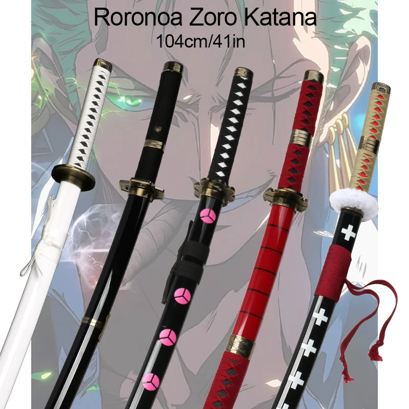 Roronoa Zoro Katana 104 cm/41 pouces lame en bambou jouets pour cadeaux Wado Ichimonji Trafalgar Law rouge Cosplay personnage accessoires Collection