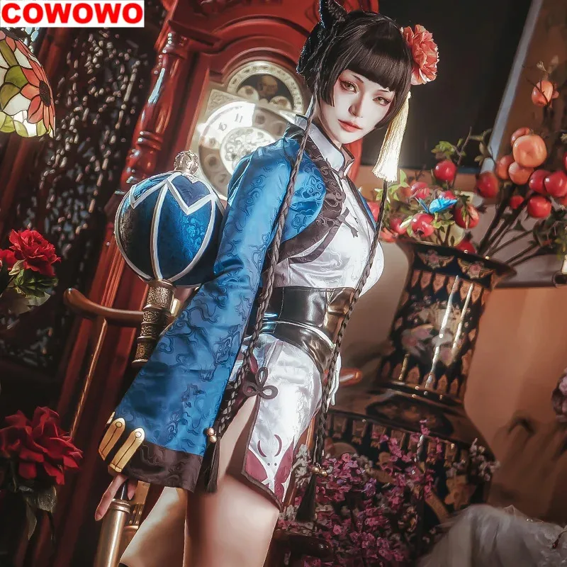 lili 123Black Butler Ciel Phantomhive Blue Cat Cheongsam Royal Sister Ladies Cosplay Costume Cos Game Anime Party Uniform Hallow