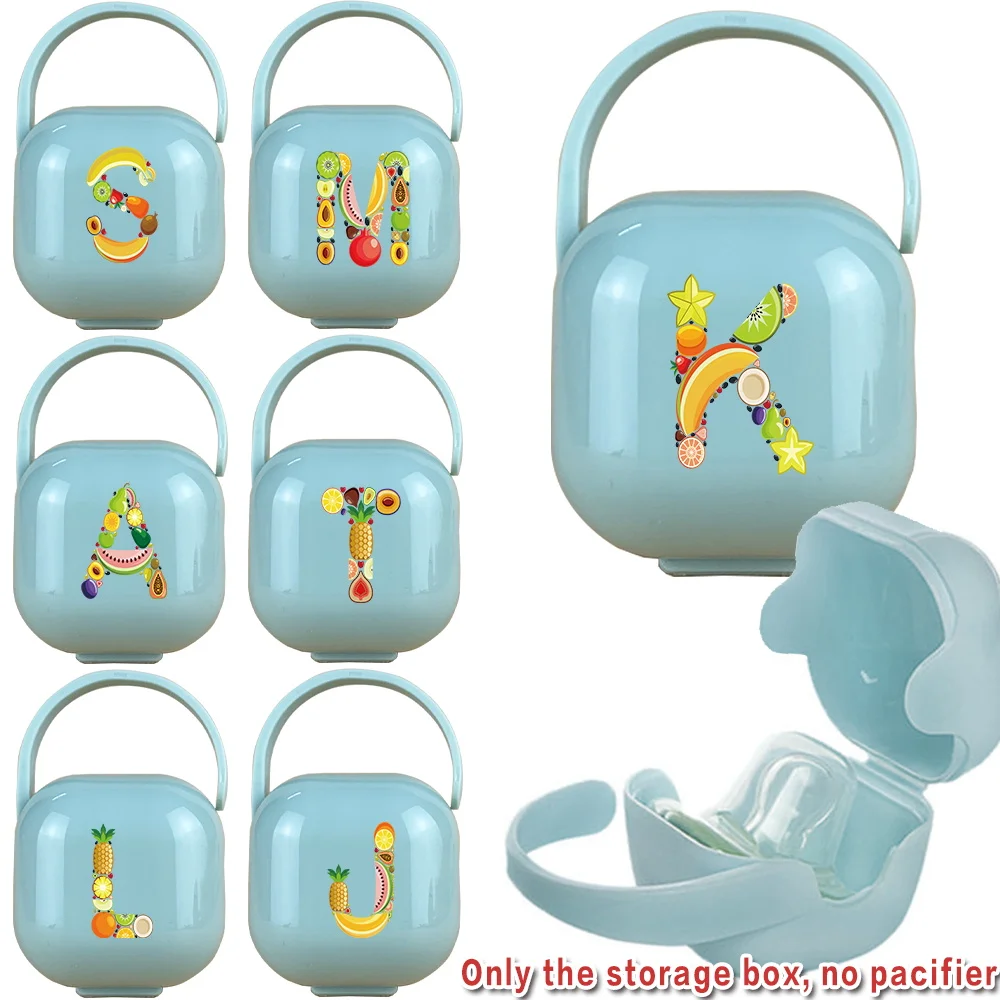 

Pacifier & Teether Storage Case Travel Pacifier Box With Handle Dustproof Container For Newborns Daily Essentials Fruit Pattern