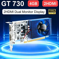 SRhonyra GT730 4GB Graphics Card,1080P GPU GDDR3 2HDMI 2 Monitor Display PCI-E2.0 16X Low Profile,Computer GPU,1Year Warranty