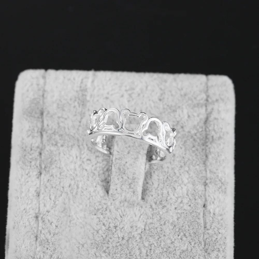 925 anillos de plata esterlina para mujer Simple pequeño Mickey tamaño 6/7/8/9 regalos de fiesta de moda chica estudiante joyería de boda