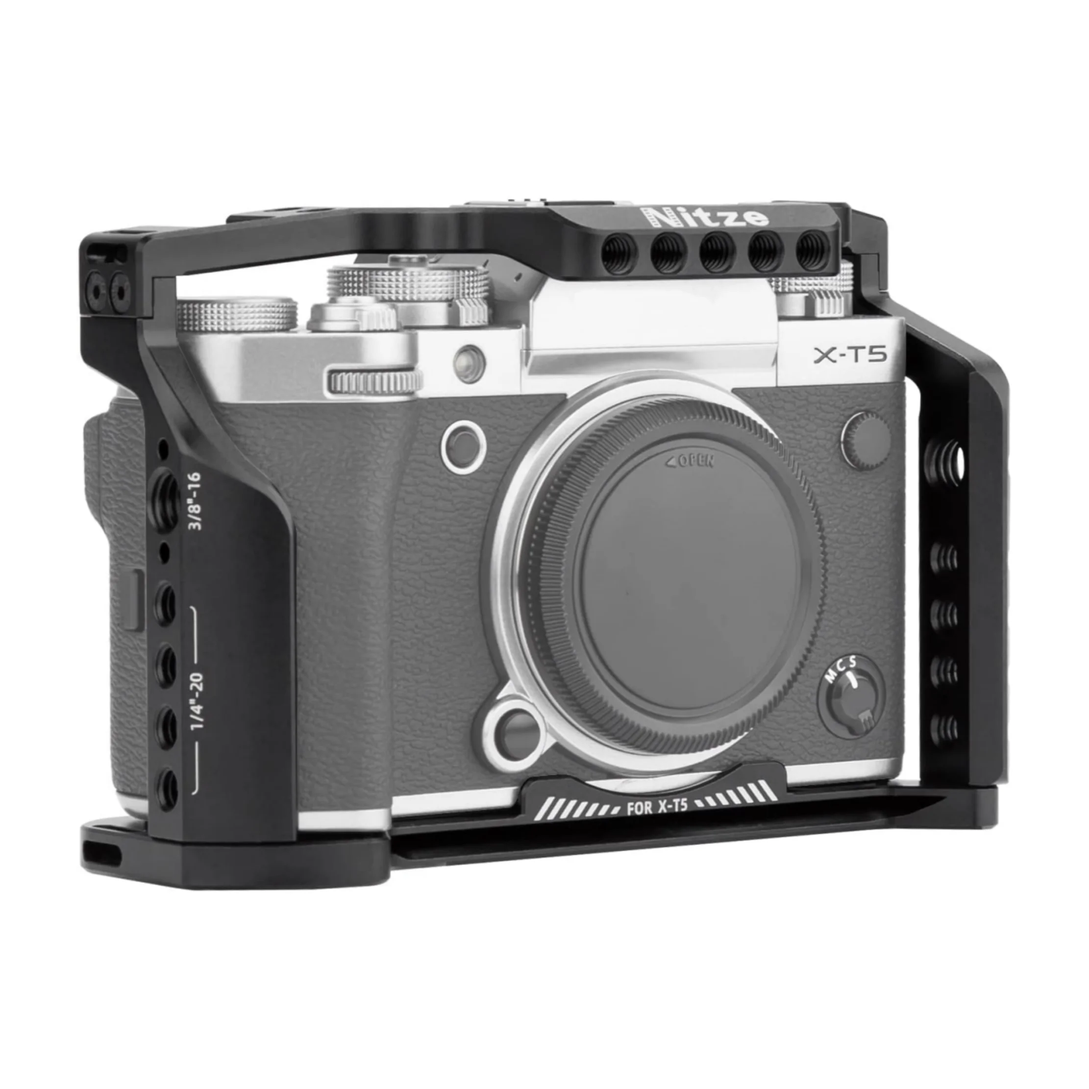 Nitze XT5 Aluminum Alloy Camera Cage for Fujifilm X-T5, with Built-in NATO Rail and Arca Swiss Quick Release Plate