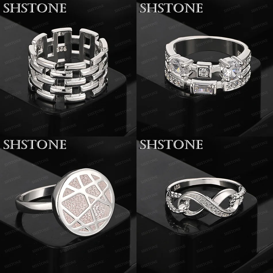 

Size 7-10 925 Sterling Silver Figure 8 Hollow Grid Round Ring AAA Zircon For Women Party Engagement Fashion Trend Jewelry