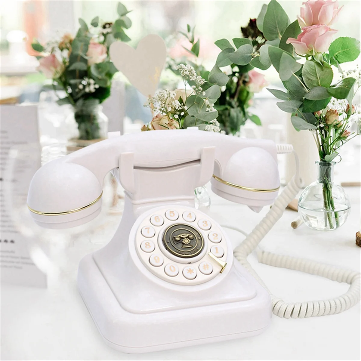 Audio Guest Book Phone Retro Rotary Style Antique Audio Guestbook Phone Message Voice Recorder Vintage Phone White