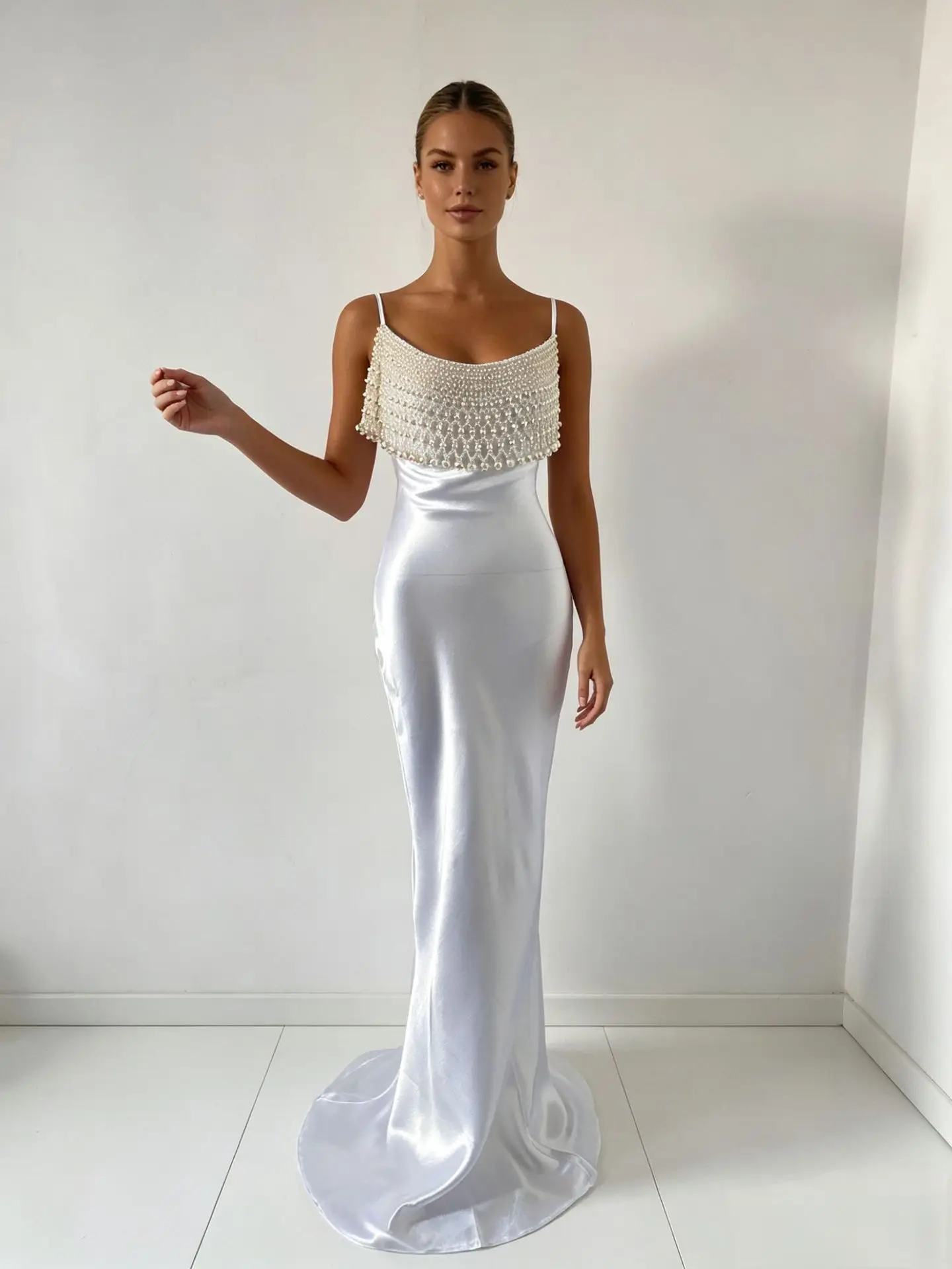 

Women's Sexy Luxury Sleeveless Pearl Light Purple Maxi Long Dress for Party Bar Nightclub Stage Performance 2026 New Costume
