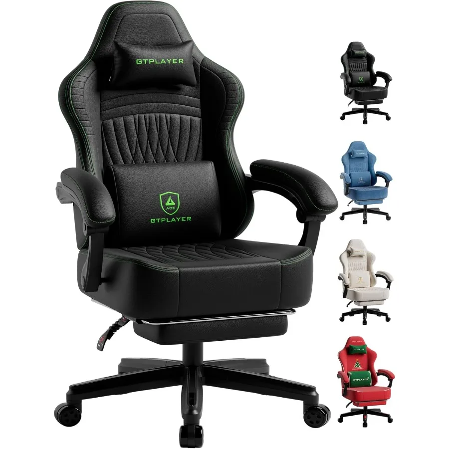 Big and Tall Gaming Chair with Footrest Extra Wide Seat Video Game Chairs for Adults Padded High Back Ergonomic Reclining Silla