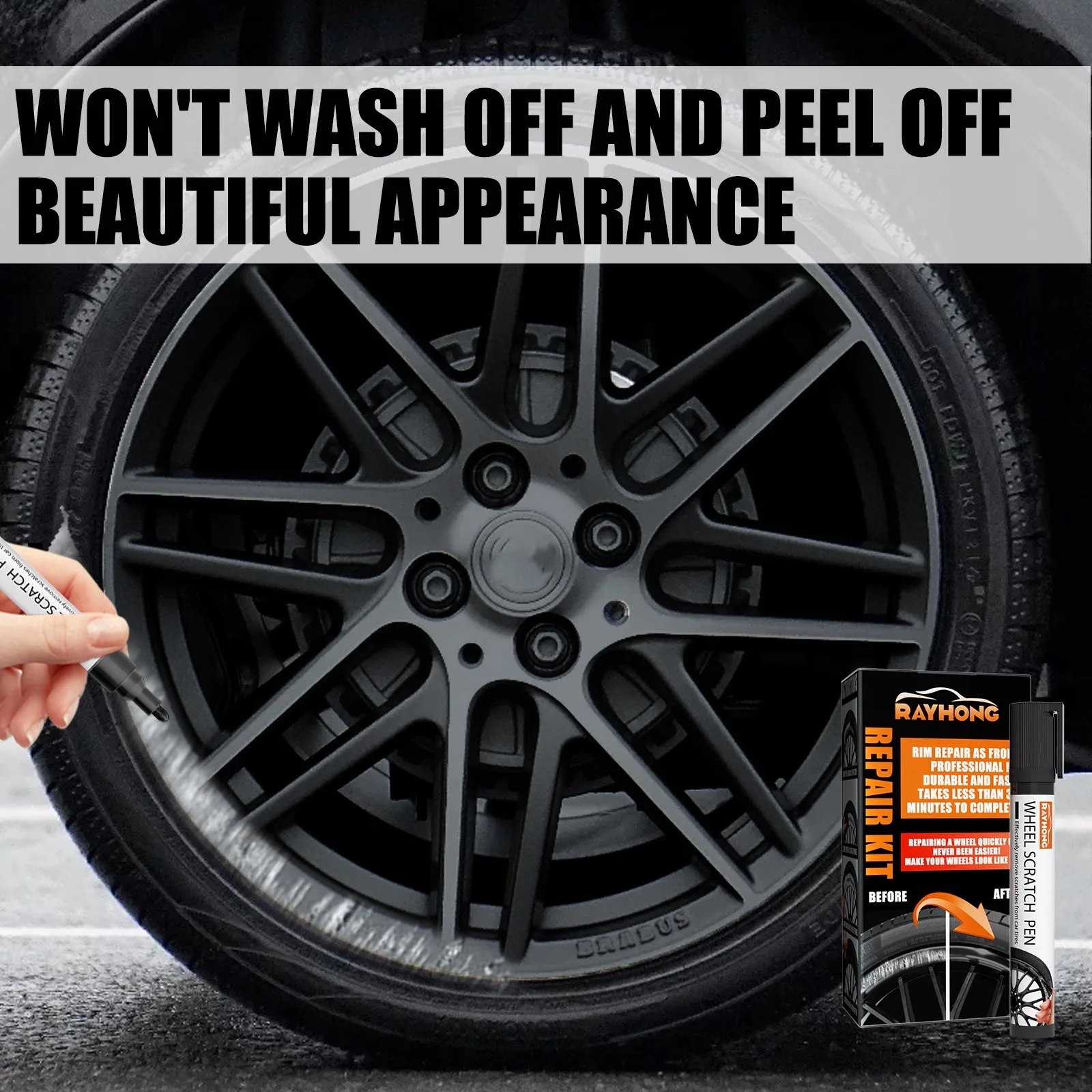 Universal Black Paint Fix Tool Car DIY Alloy Wheel Repair Adhesive Kit For Car Auto Rim Dent Scratch Care Accessories Quick