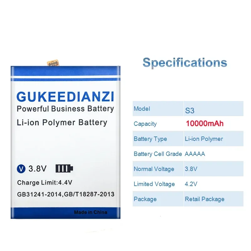 S3 (For BLUBOO) Mobile Phone Battery For BLUBOO S3 10000mAh High Capacity