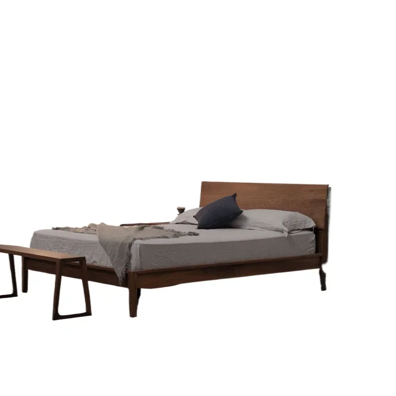 

Nordic black walnut simple modern elevated cherry e****my small apartment 1.8 meters double solid wood bed