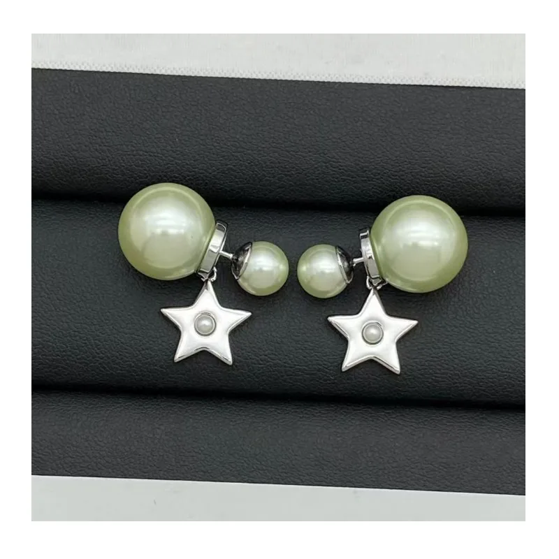 

New High Version Pearl Letter Pig Nose Diamond Star Stud Earrings Retro Style Earrings