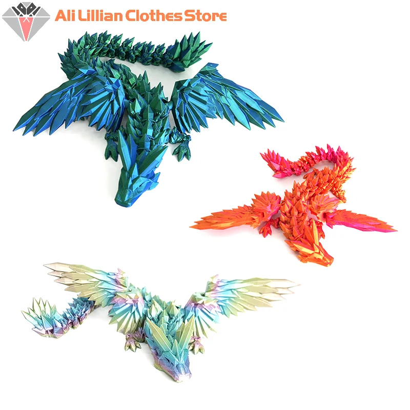 3D Printed Flying Dragon Articulated Dragon Western Style Joint Movable Dragon Model Home Desktop Craft Ornament