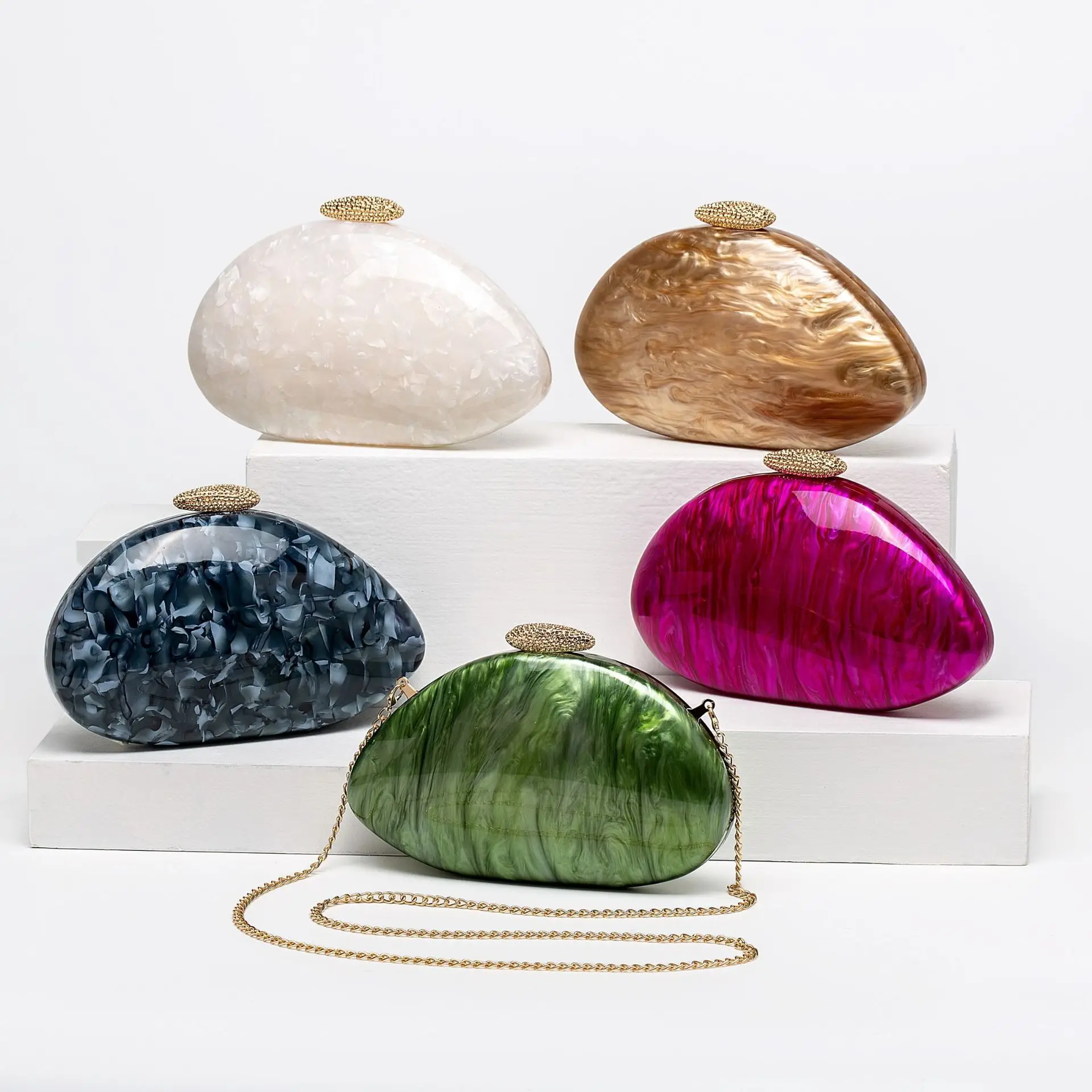

Elegant Acrylic Shell Clutch for Women Wedding Party Shoulder Bag Fashion Crossbody Evening Handbag Special Shape Purse