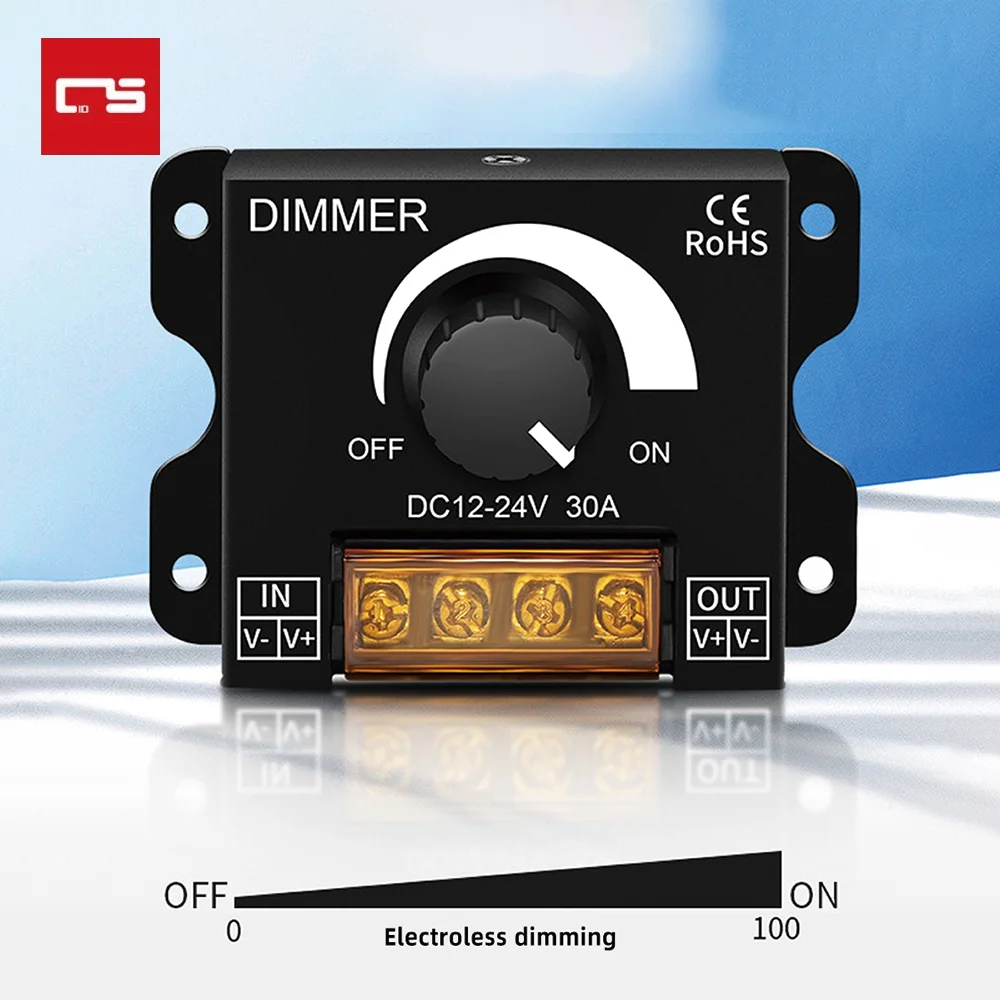 

1Pc Dc12V-24V Led Dimmer 30A 360W Adjustable Strip For Single Color Led Monochrome Controller Led Dimmer 12V 24V 30A